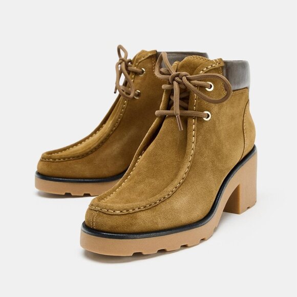ZARA LACED HEELED ANKLE BOOTS - Picture 2 of 5